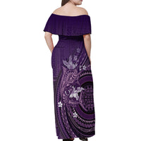 Samoa Tatau Marlin Off Shoulder Maxi Dress With Siapo Motifs Violet LT05 - Polynesian Pride
