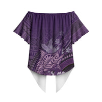 Samoa Tatau Marlin Off Shoulder Wrap Waist Top With Siapo Motifs Violet LT05 - Polynesian Pride