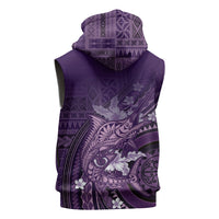 Samoa Tatau Marlin Sleeveless Zip Hoodie With Siapo Motifs Violet LT05 - Polynesian Pride