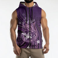 Samoa Tatau Marlin Sleeveless Zip Hoodie With Siapo Motifs Violet LT05 - Polynesian Pride