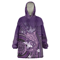 Samoa Tatau Marlin Wearable Blanket Hoodie With Siapo Motifs Violet