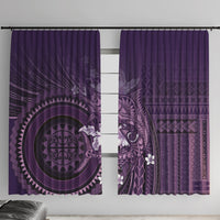 Samoa Tatau Marlin Window Curtain With Siapo Motifs Violet LT05 With Hooks Violet - Polynesian Pride