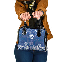 Wikin te Taetae ni Kiribati Shoulder Handbag Pacific Tapa Pattern LT05 One Size Blue - Polynesian Pride
