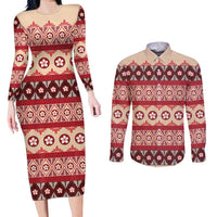 Tonga Language Week Couples Matching Long Sleeve Bodycon Dress and Long Sleeve Button Shirt Lea Faka-Tonga Everyday - Polynesian Pride