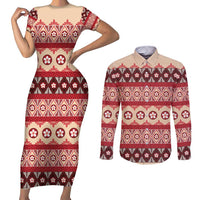 Tonga Language Week Couples Matching Short Sleeve Bodycon Dress and Long Sleeve Button Shirt Lea Faka-Tonga Everyday - Polynesian Pride