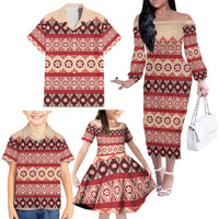 Tonga Language Week Family Matching Off The Shoulder Long Sleeve Dress and Hawaiian Shirt Lea Faka-Tonga Everyday - Polynesian Pride