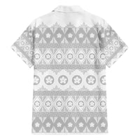 Tonga White Sunday Family Matching Off The Shoulder Long Sleeve Dress and Hawaiian Shirt Tongan Ngatu Siale Pattern - Polynesian Pride
