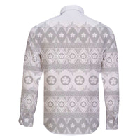 Tonga White Sunday Family Matching Off The Shoulder Long Sleeve Dress and Hawaiian Shirt Tongan Ngatu Siale Pattern - Polynesian Pride