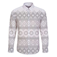 Tonga White Sunday Family Matching Off Shoulder Short Dress and Hawaiian Shirt Tongan Ngatu Siale Pattern - Polynesian Pride