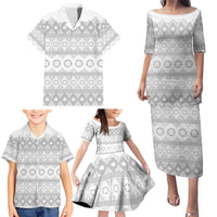 Tonga White Sunday Family Matching Puletasi and Hawaiian Shirt Tongan Ngatu Siale Pattern - Polynesian Pride
