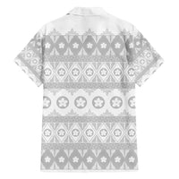 Tonga White Sunday Family Matching Puletasi and Hawaiian Shirt Tongan Ngatu Siale Pattern - Polynesian Pride