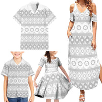 Tonga White Sunday Family Matching Summer Maxi Dress and Hawaiian Shirt Tongan Ngatu Siale Pattern - Polynesian Pride