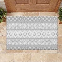Tonga White Sunday Rubber Doormat Tongan Ngatu Siale Pattern - Polynesian Pride