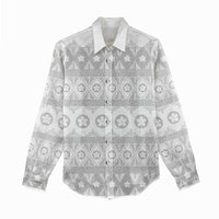 Tonga White Sunday Women Casual Shirt Tongan Ngatu Siale Pattern - Polynesian Pride