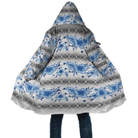 Samoa White Sunday Cloak Samoan Tapa Blue Hibiscus - Polynesian Pride