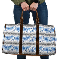 Samoa White Sunday Travel Bag Samoan Tapa Blue Hibiscus LT05 Blue - Polynesian Pride
