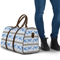 Samoa White Sunday Travel Bag Samoan Tapa Blue Hibiscus LT05 - Polynesian Pride