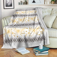 Samoa White Sunday Blanket Samoan Tapa Yellow Hibiscus - Polynesian Pride