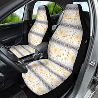 Samoa White Sunday Car Seat Cover Samoan Tapa Yellow Hibiscus - Polynesian Pride