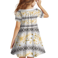 Samoa White Sunday Family Matching Puletasi and Hawaiian Shirt Samoan Tapa Yellow Hibiscus - Polynesian Pride