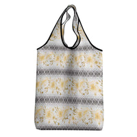 Samoa White Sunday Grocery Bag Samoan Tapa Yellow Hibiscus - Polynesian Pride