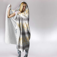 Samoa White Sunday Hooded Blanket Samoan Tapa Yellow Hibiscus - Polynesian Pride