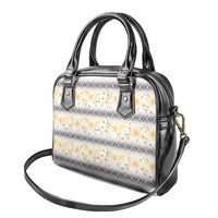 Samoa White Sunday Shoulder Handbag Samoan Tapa Yellow Hibiscus - Polynesian Pride