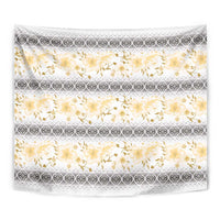 Samoa White Sunday Tapestry Samoan Tapa Yellow Hibiscus - Polynesian Pride