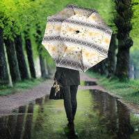 Samoa White Sunday Umbrella Samoan Tapa Yellow Hibiscus - Polynesian Pride