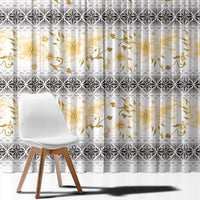 Samoa White Sunday Window Curtain Samoan Tapa Yellow Hibiscus - Polynesian Pride