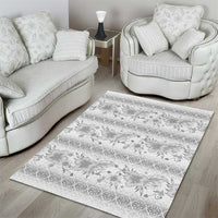 Samoa White Sunday Area Rug Samoan Tapa White Hibiscus - Polynesian Pride