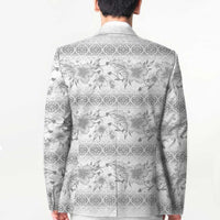 Samoa White Sunday Blazer Samoan Tapa White Hibiscus - Polynesian Pride