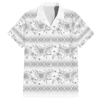 Samoa White Sunday Family Matching Tank Maxi Dress and Hawaiian Shirt Samoan Tapa White Hibiscus - Polynesian Pride