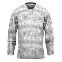 Samoa White Sunday Hockey Jersey Samoan Tapa White Hibiscus - Polynesian Pride