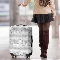 Samoa White Sunday Luggage Cover Samoan Tapa White Hibiscus - Polynesian Pride