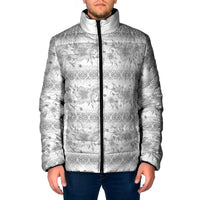 Samoa White Sunday Padded Jacket Samoan Tapa White Hibiscus - Polynesian Pride