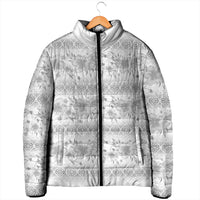 Samoa White Sunday Padded Jacket Samoan Tapa White Hibiscus - Polynesian Pride