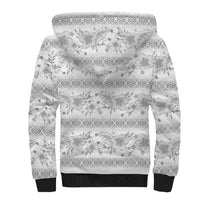 Samoa White Sunday Sherpa Hoodie Samoan Tapa White Hibiscus - Polynesian Pride