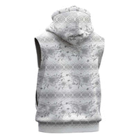 Samoa White Sunday Sleeveless Zip Hoodie Samoan Tapa White Hibiscus - Polynesian Pride