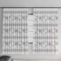 Samoa White Sunday Window Curtain Samoan Tapa White Hibiscus - Polynesian Pride