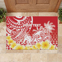 Personalised Tahiti Surfing Rubber Doormat Polynesian Style LT05 Red - Polynesian Pride