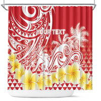Personalised Tahiti Surfing Shower Curtain Polynesian Style LT05 Red - Polynesian Pride