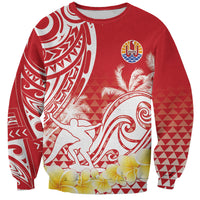 Personalised Tahiti Surfing Sweatshirt Polynesian Style LT05 Unisex Red - Polynesian Pride