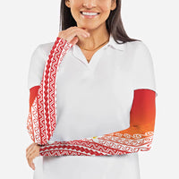 Tahiti Plumeria Tribal Pattern Arm Sleeves Wave Style Red LT05 - Polynesian Pride