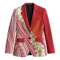 Tahiti Plumeria Tribal Pattern Blazer Wave Style Red LT05 Unisex Red - Polynesian Pride