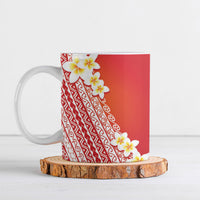 Tahiti Plumeria Tribal Pattern Ceramic Mug Wave Style Red LT05 Red - Polynesian Pride