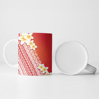 Tahiti Plumeria Tribal Pattern Ceramic Mug Wave Style Red LT05 - Polynesian Pride