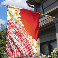 Tahiti Plumeria Tribal Pattern Garden Flag Wave Style Red LT05 - Polynesian Pride