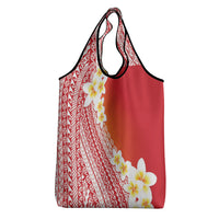 Tahiti Plumeria Tribal Pattern Grocery Bag Wave Style Red LT05 - Polynesian Pride