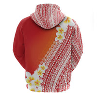Tahiti Plumeria Tribal Pattern Hoodie Wave Style Red